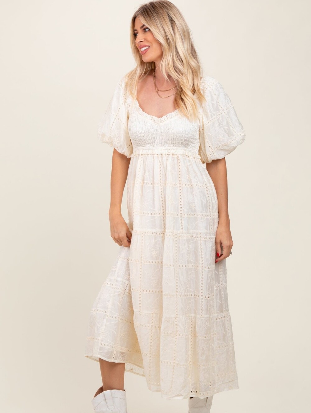 Cream Eyelet Maxi Dress Sold By Pinkblush